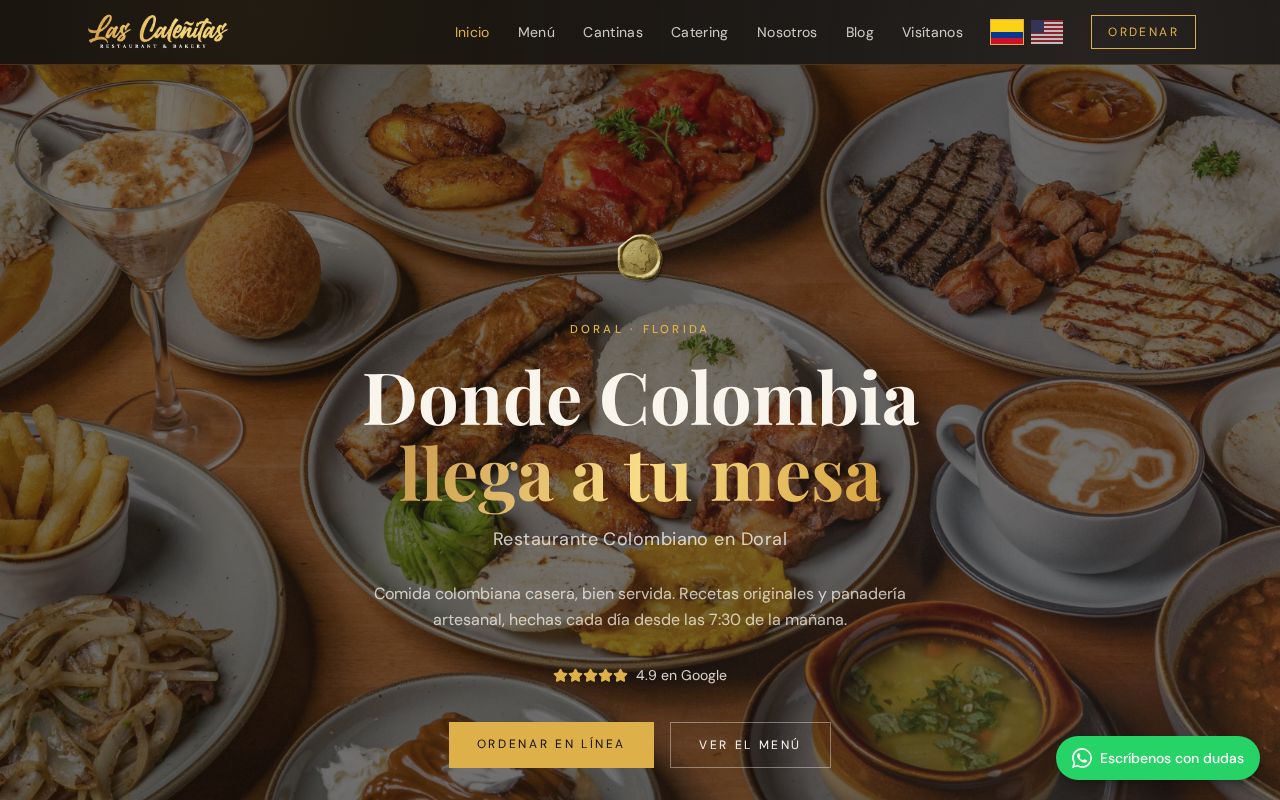 Vista previa de la página web de Las Calenitas Doral