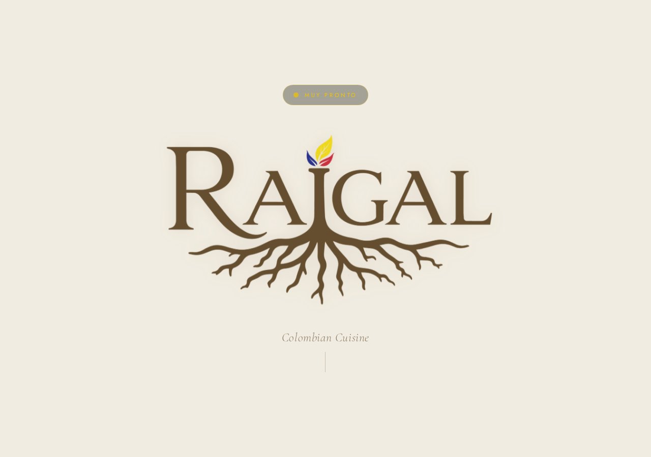 Vista previa de la página web de Raigal Colombian Cuisine